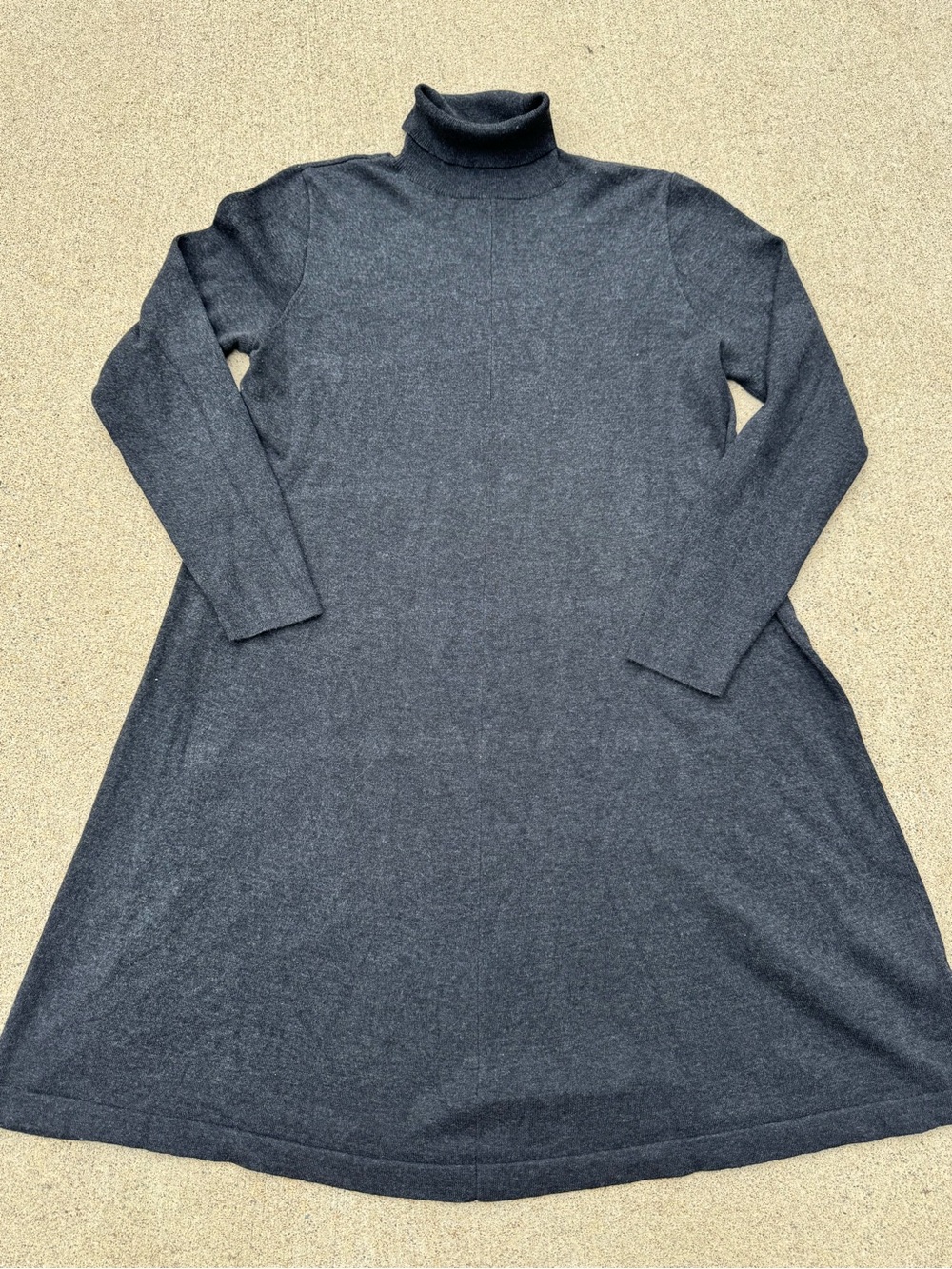 AB Studio Dark Gray Turtleneck A-Line Sweater Dress - Women's L